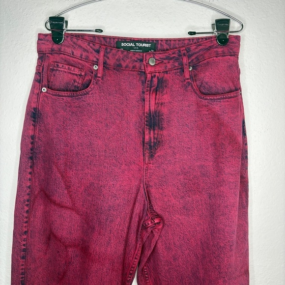 Social Tourist Ultra High Rise Baggy Jeans Red/Pink Size 30 Womens - Picture 2 of 11